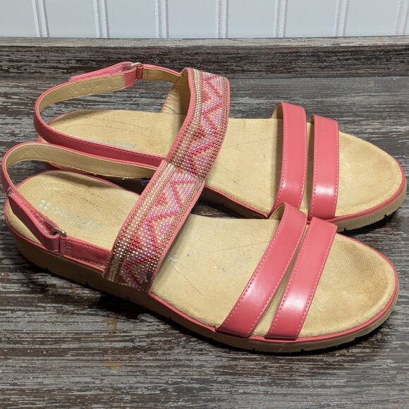 Naturalizer Women's Pink Embellished Comfort Sandal Velcro Closure Size 10 M - Picture 1 of 7